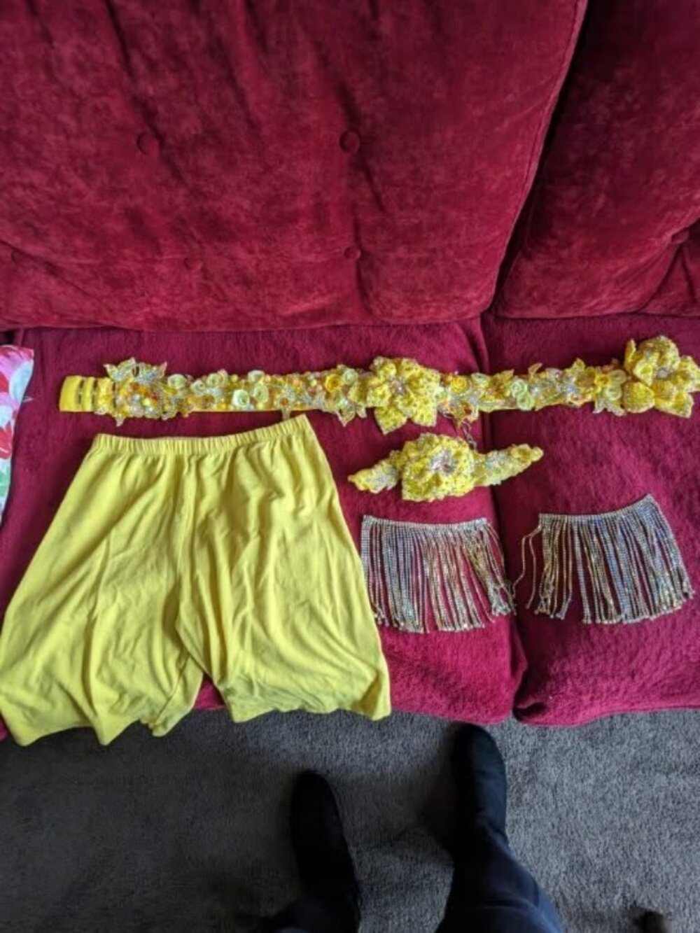 Bright yellow stretch lace professional bellydancing costume Hala Derkach - Picture 4 of 8